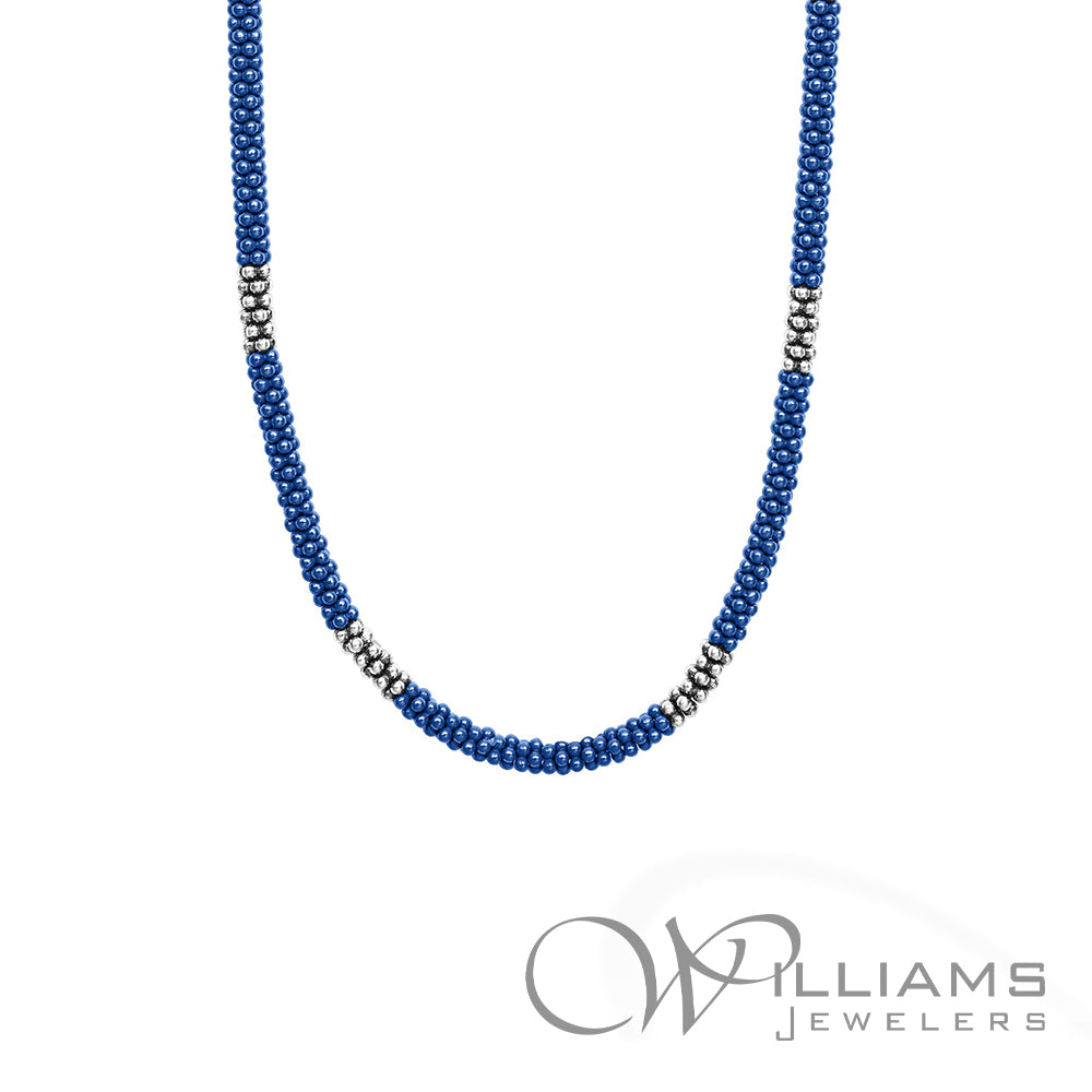 LAGOS Sterling Silver Blue Caviar Beaded Necklace